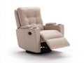 Fauteuil relax en cuir synthétique 90x94x104 cm - beige clair - pour salon - style moderne avec repose-pieds