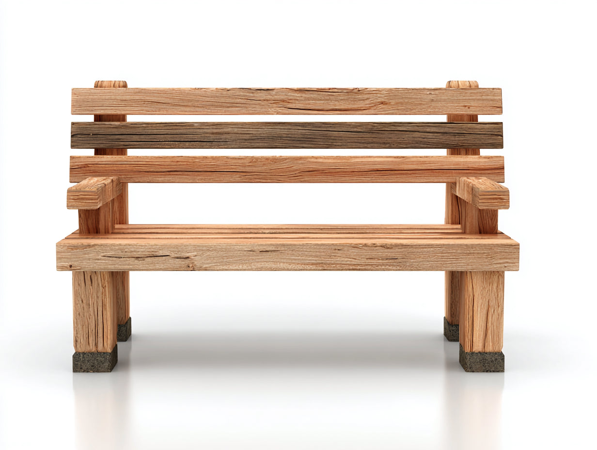 Banc de jardin en bois avec accoudoirs 169x48x82 cm - bois naturel et brun - style rustique - pour jardin