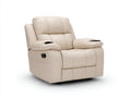 Fauteuil relax en cuir synthétique 89x94x103 cm - beige clair - pour salon - style moderne avec repose-pieds
