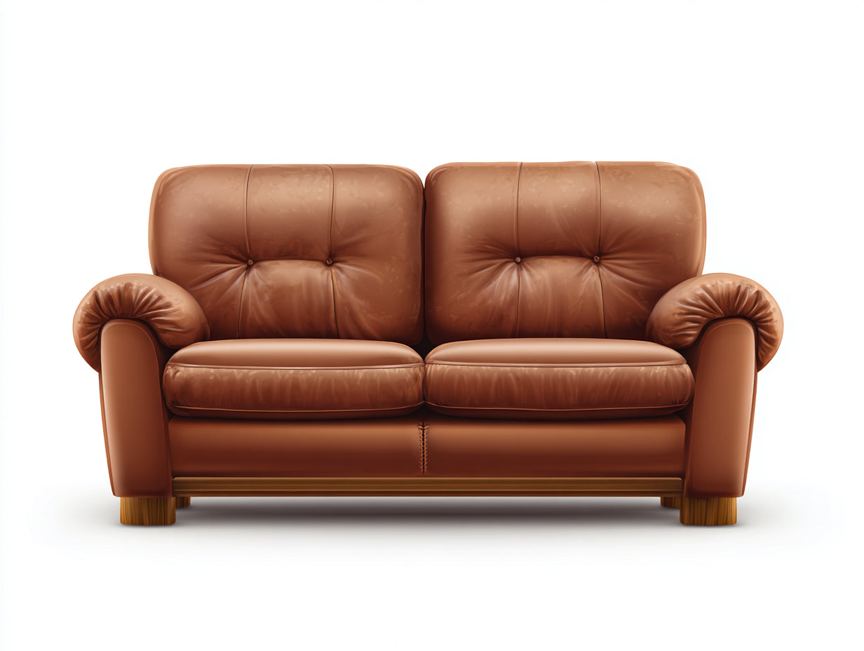 Canapé 2 places aspect cuir 162x87x85 cm - brun cognac - style classique - pour salon