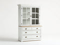 Vitrine en bois et verre avec tiroir 120x45x178 cm - blanc - pour cuisine - style classique