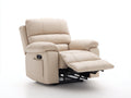 Fauteuil relax en cuir synthétique 88x96x103 cm - beige clair - pour salon - style moderne avec repose-pieds