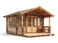 Abri de jardin en bois 310x240x235 cm - brun naturel et bois clair - style chalet avec terrasse - pour jardin