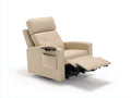 Fauteuil relax en cuir synthétique 87x96x104 cm - beige clair - pour salon - style moderne avec repose-pieds