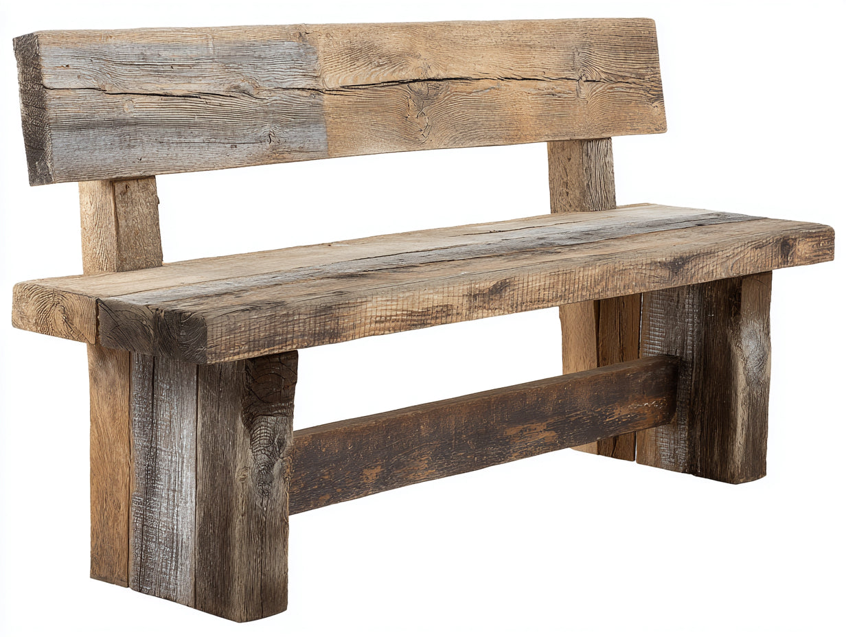 Banc de jardin en bois avec dossier 162x43x84 cm - bois vieilli - pour jardin - style rustique