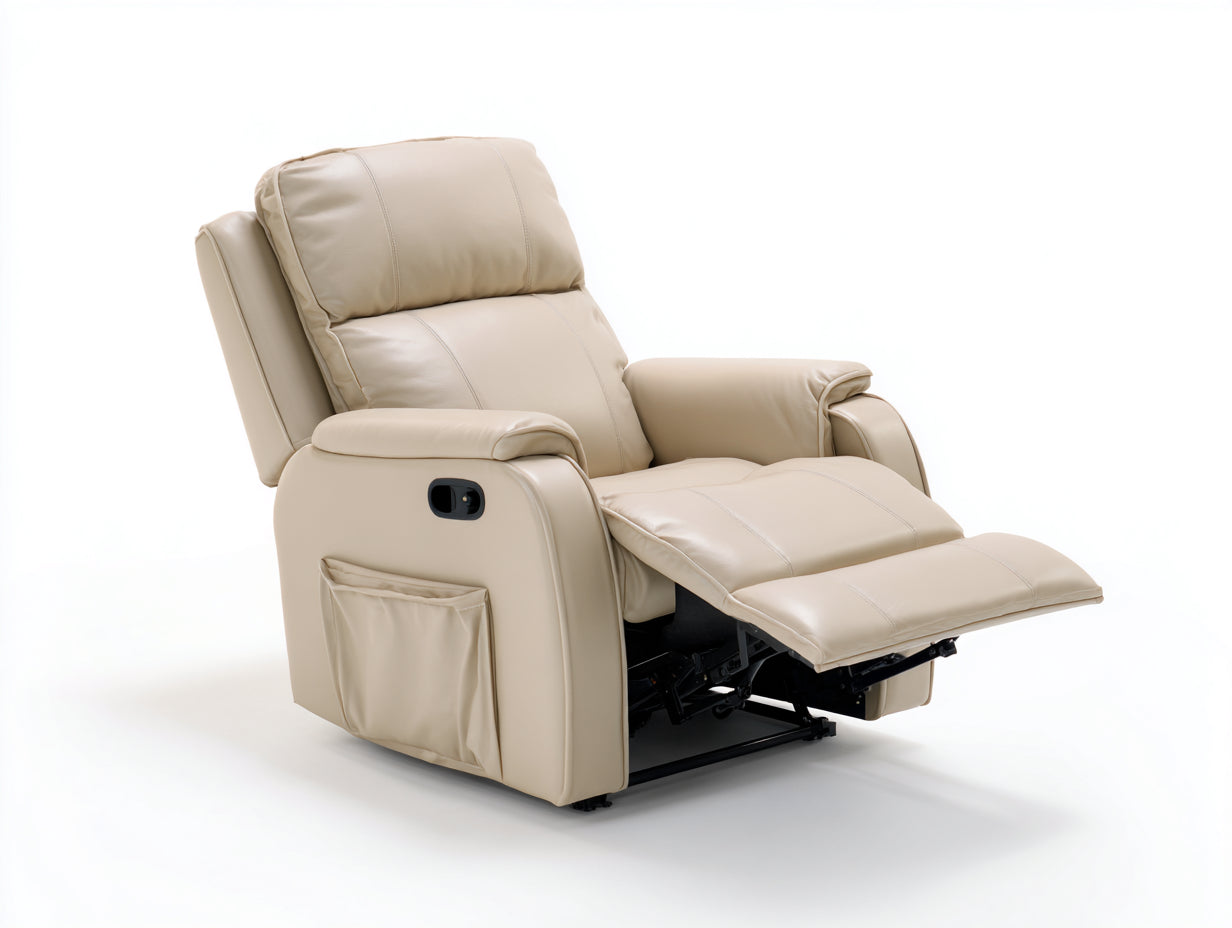 Fauteuil relax en simili cuir 99x92x106 cm - beige - design contemporain - pour salon