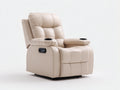 Fauteuil relax en simili cuir 98x92x106 cm - beige crème - design contemporain - pour salon