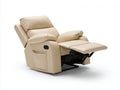 Fauteuil relax en cuir synthétique 90x98x103 cm - beige clair - pour salon - style moderne avec repose-pieds