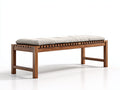 Banc de jardin en bois avec coussin 158x46x48 cm - brun-gris - pour jardin - design à lattes