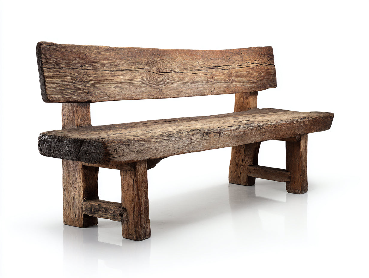 Banc de jardin en bois avec dossier 168x44x82 cm - bois vieilli - pour jardin - style rustique