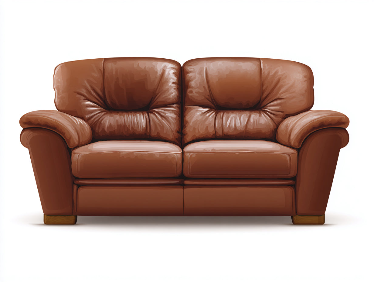 Canapé 2 places en simili cuir 164x88x86 cm - brun caramel - style classique - pour salon