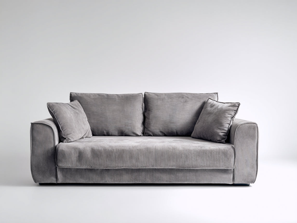 Canapé 2 places en tissu côtelé 169x86x80 cm - gris - design moderne - pour salon