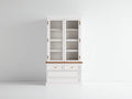 Vitrine en bois et verre 90x42x175 cm - blanc-brun-doré - pour cuisine - design classique