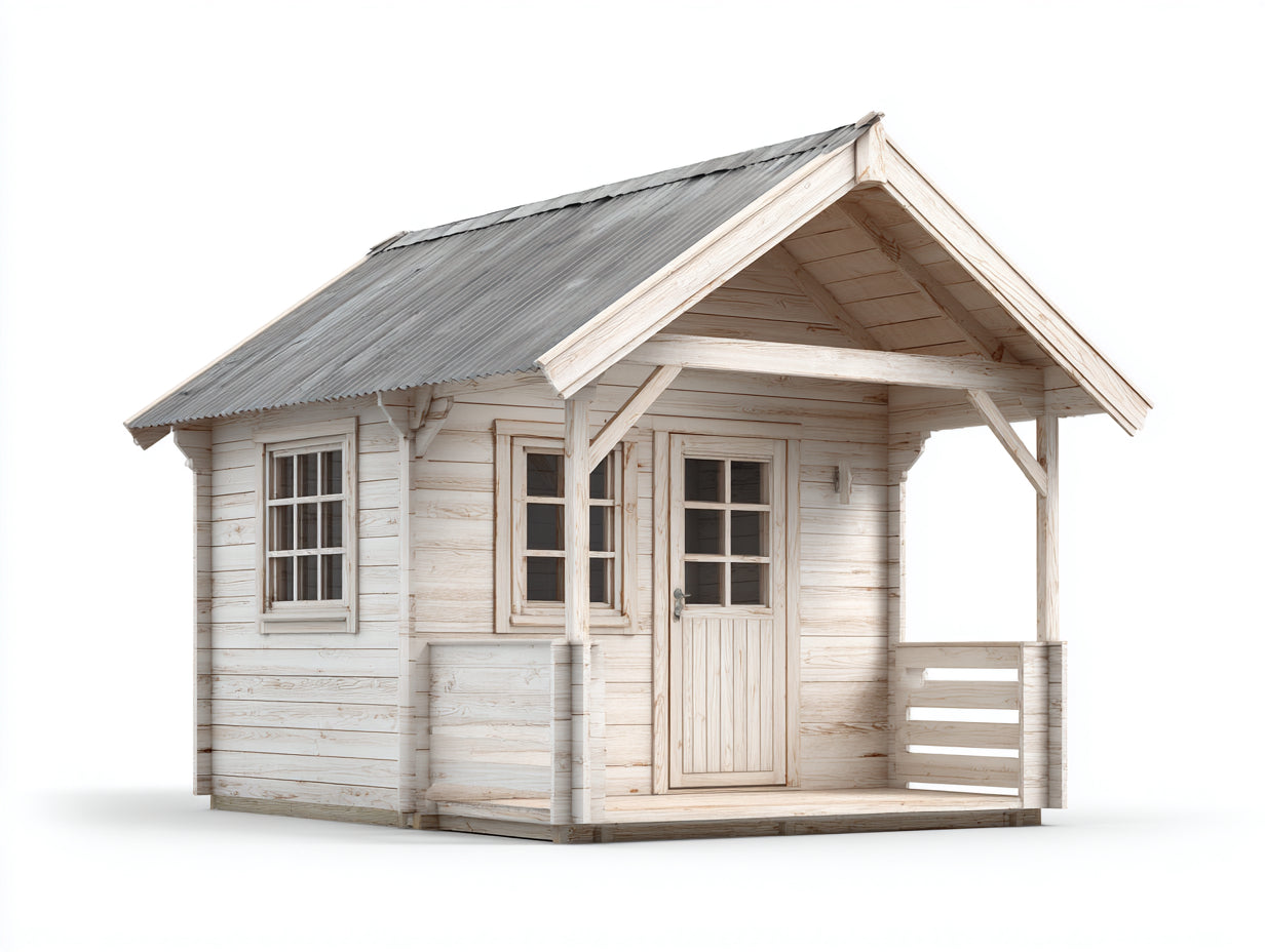 Abri de jardin en bois 290x215x235 cm - bois naturel-gris - rangement extérieur - avec auvent- pour jardin