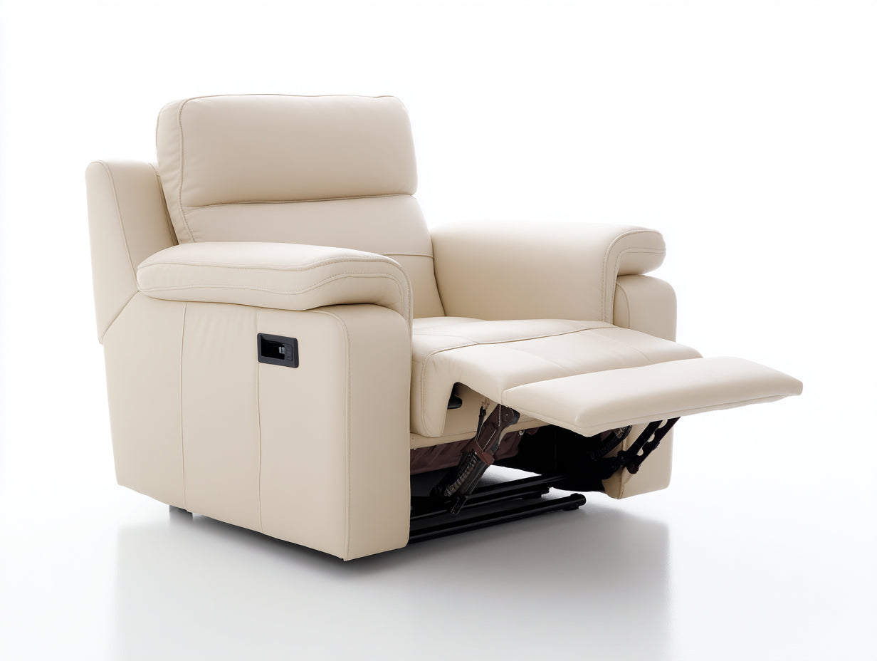 Fauteuil relax en simili cuir 97x91x105 cm - beige clair - design contemporain - pour salon