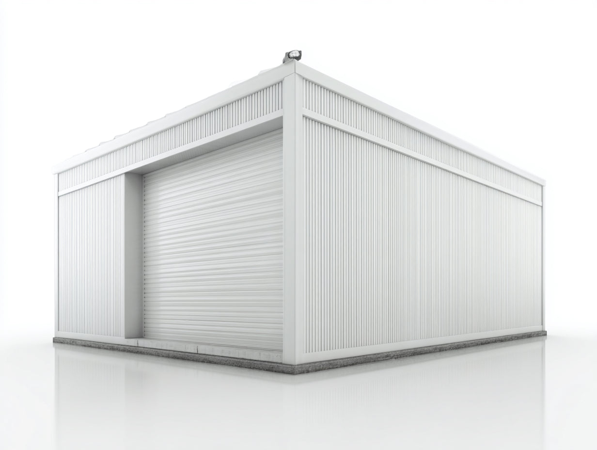 Abri de jardin en métal 360x260x230 cm - blanc - rangement extérieur - porte enroulable- pour jardin