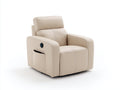 Fauteuil relax en cuir synthétique 85x90x101 cm - beige clair - pour salon - style moderne avec fonction inclinable