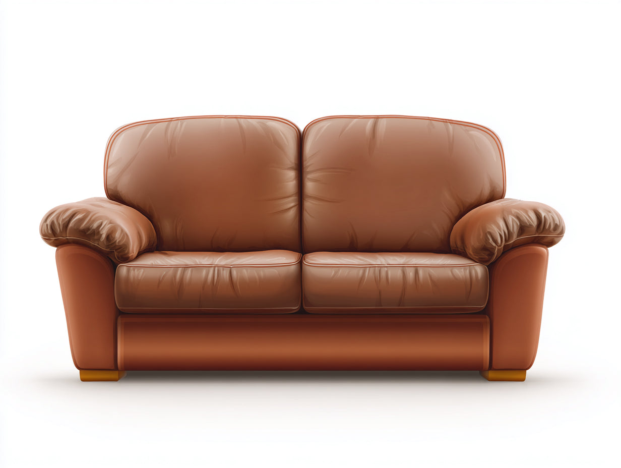 Canapé 2 places aspect cuir 162x87x85 cm - brun cognac - style classique - pour salon