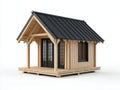 Abri de jardin en bois 320x240x250 cm - bois naturel-noir - rangement extérieur - toit à deux pentes